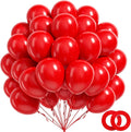 BAUANOOY 100pcs Red Balloons 12 Inch with Ribbon – Party Decorations