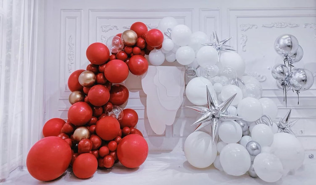 BAUANOOY 100pcs Red Balloons 12 Inch with Ribbon – Party Decorations