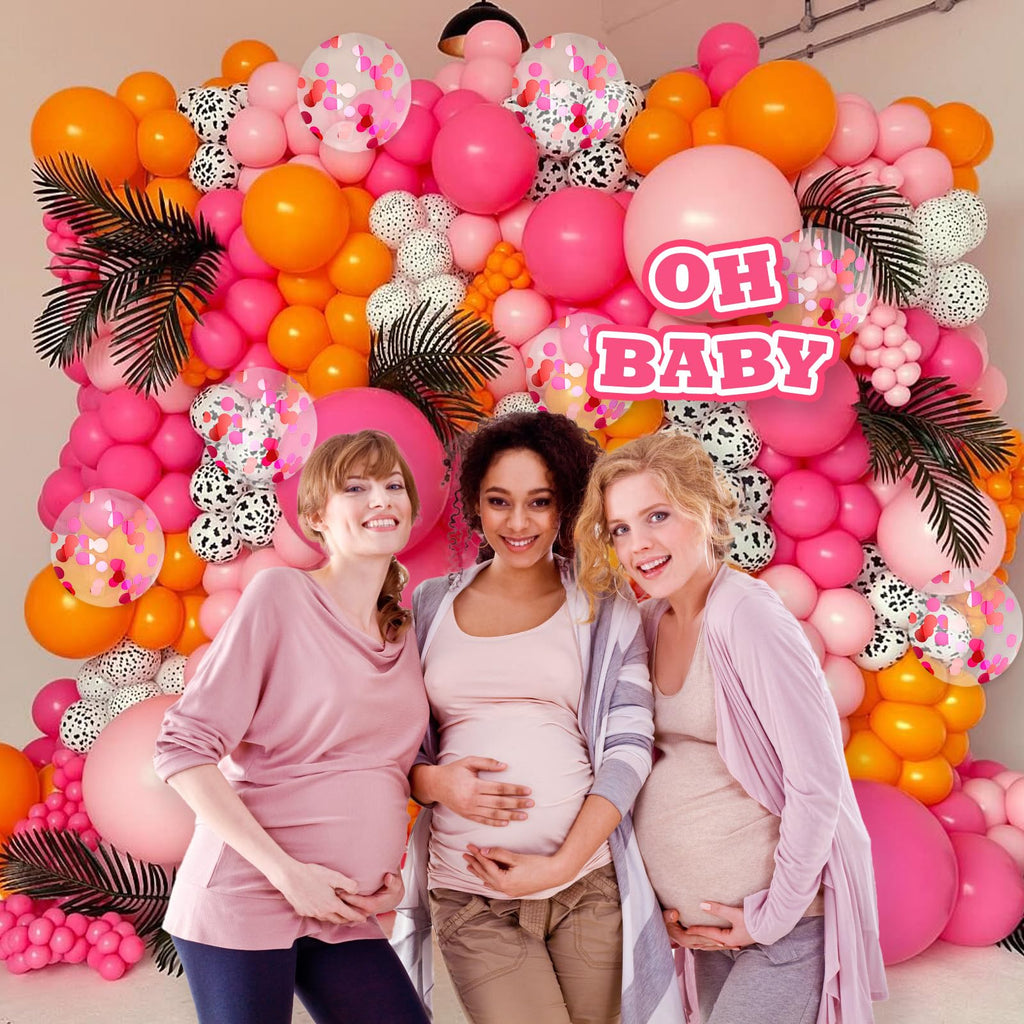 BAUANOOY Pink & Orange Balloons Set — 60pc 12in Confetti Garland Kit