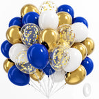 BAUANOOY Royal Blue Gold White Balloons – 60pcs, 12in Metallic Confetti