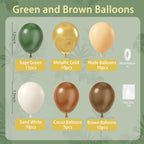BAUANOOY Green & Brown Safari Balloons – 60pcs, 12in Latex Party Decorations