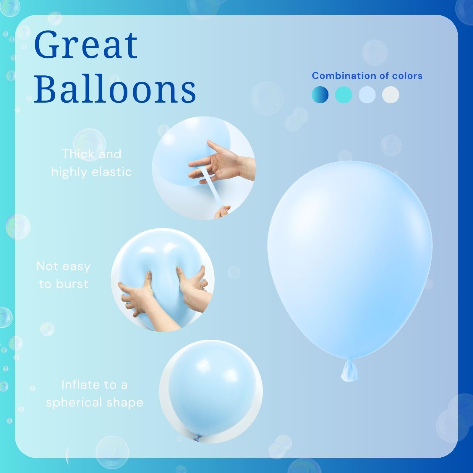 BAUANOOY Ocean Balloons – 60pcs 12" Teal, Turquoise & Clear Latex Balloons for Under-the-Sea Parties