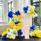 BAUANOOY Blue & Yellow Balloons - 60pcs 12-Inch Royal Blue, Yellow & White with Confetti