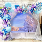 BAUANOOY Frozen Balloons – 60pc 12in Purple & Blue with Snowflake Confetti for Winter Parties