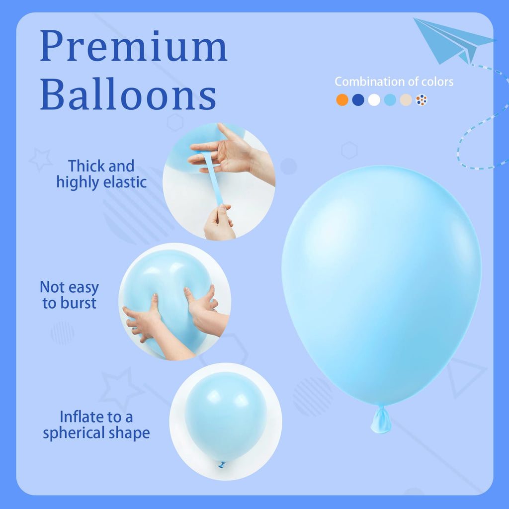 BAUANOOY Blue and Orange Balloons Kit – 60pcs 12-Inch Latex Confetti Balloons for Baby Showers, Birthdays & Graduation
