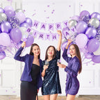 BAUANOOY 60pcs Purple & Silver Balloons Set — 12in Confetti, Pearl Purple, Metallic Silver for Weddings & Parties