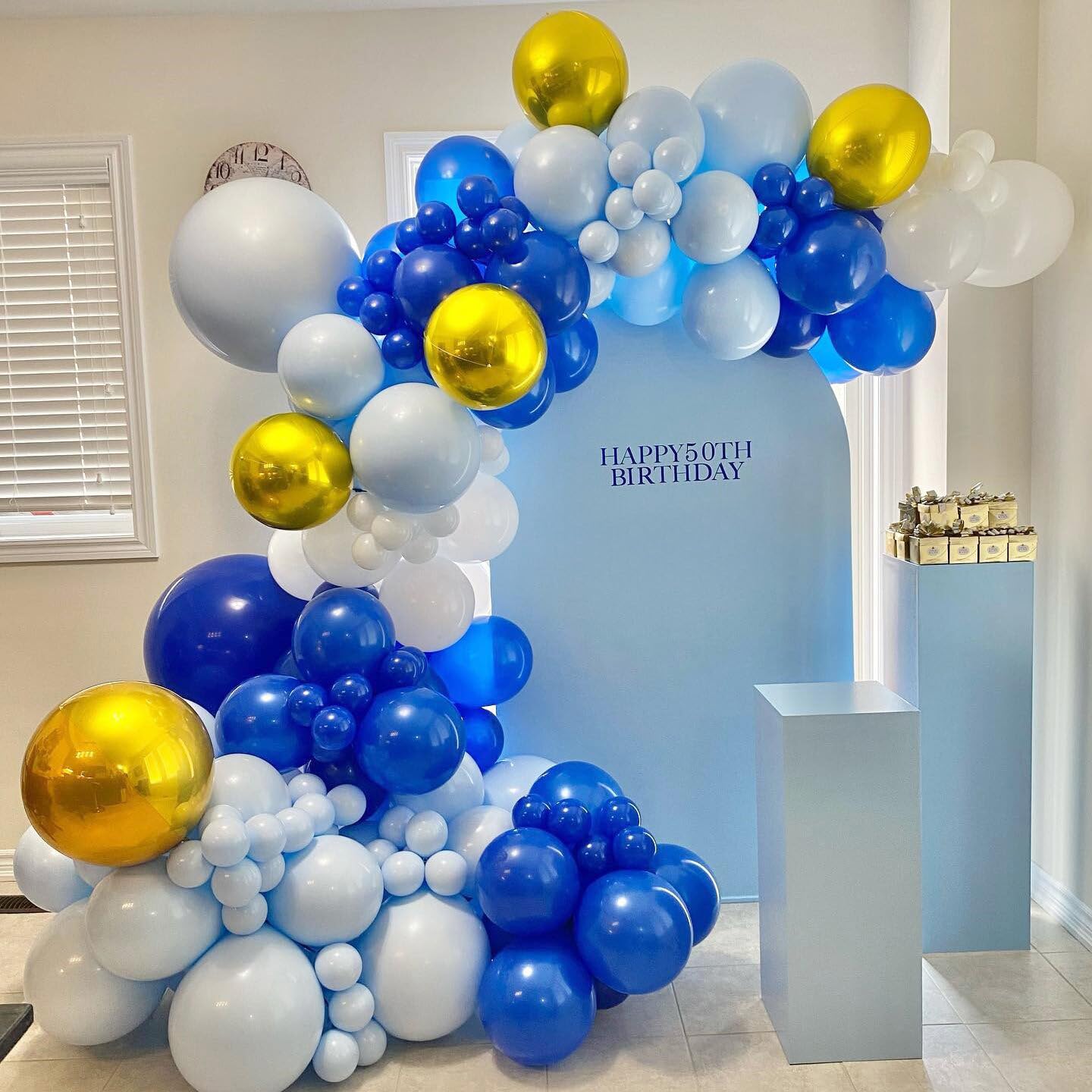 BAUANOOY Royal Blue Gold White Balloons – 60pcs, 12in Metallic Confetti