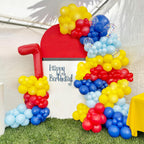 BAUANOOY Carnival Balloons - 60pcs 12in Latex Party Set (Red, Light Blue, Royal Blue & Yellow)
