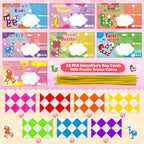 BAYSING Valentines Cards for Kids Classroom – 28 Twist Snake Cube Toys with Cards | Party Favors