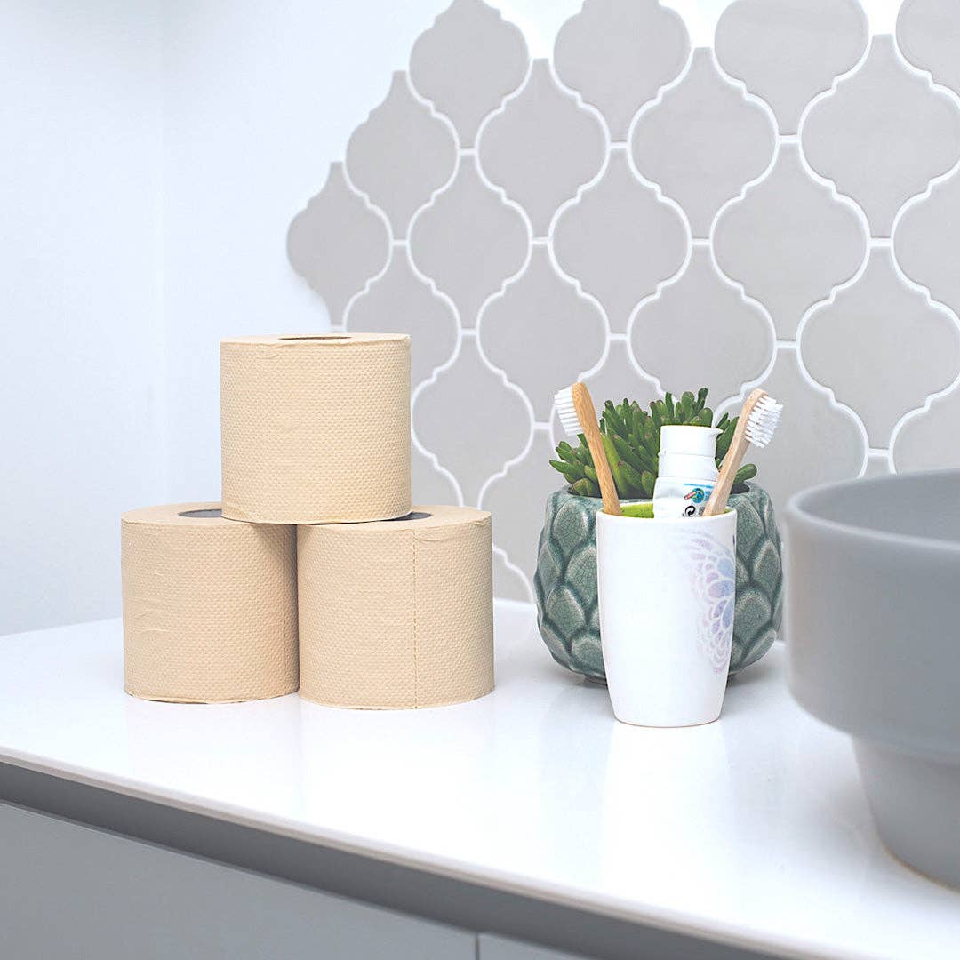 Bazoo Unbleached Bamboo Toilet Paper | 24 Rolls or 48 Rolls | 100% FSC Bamboo, Plastic-Free