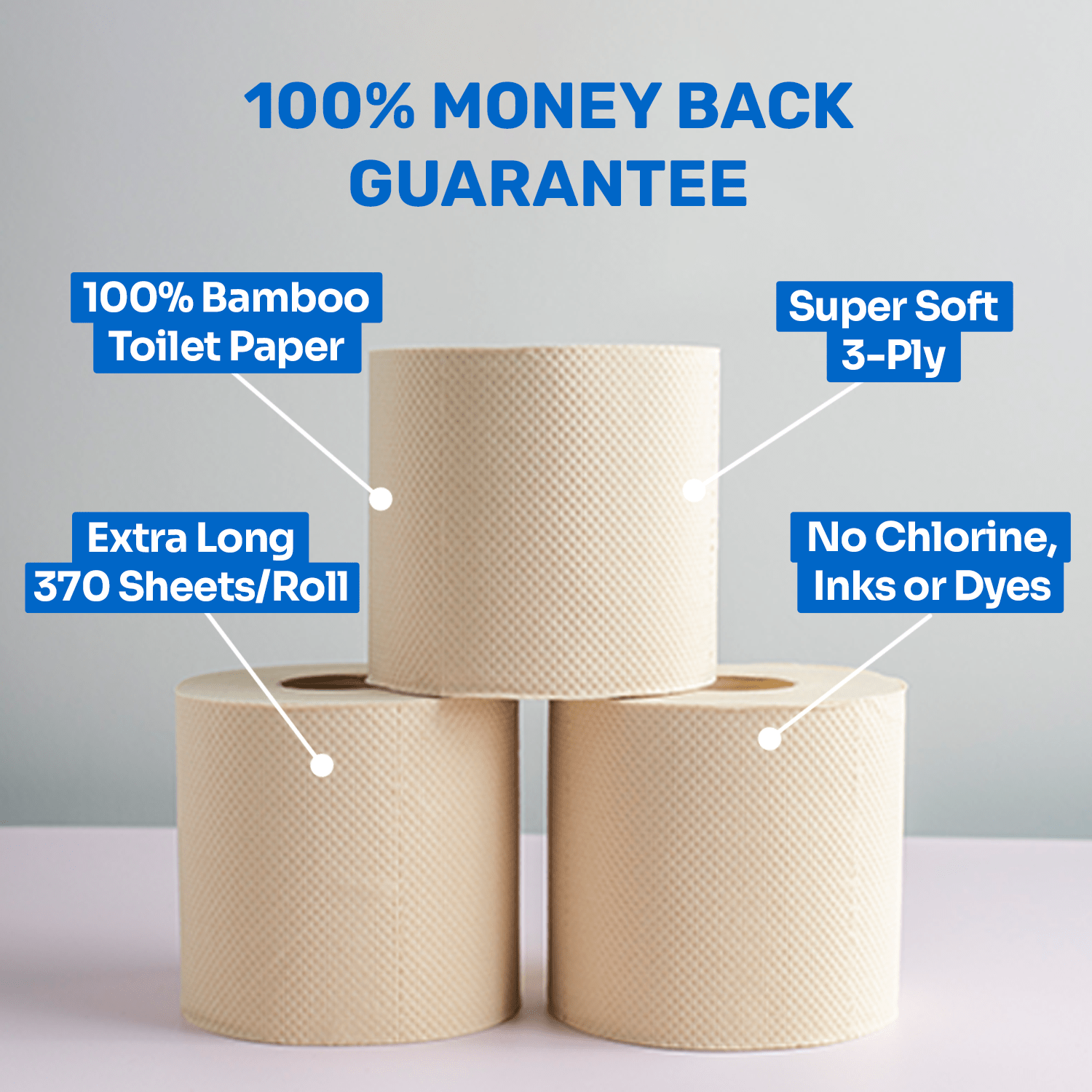 Bazoo Unbleached Bamboo Toilet Paper | 24 Rolls or 48 Rolls | 100% FSC Bamboo, Plastic-Free