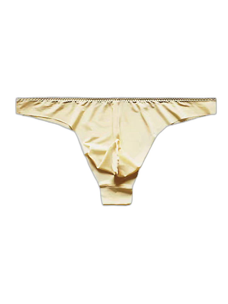 4 Pack Men's Seamless Ice Silk Sports Sexy Solid Color Thong & Strings