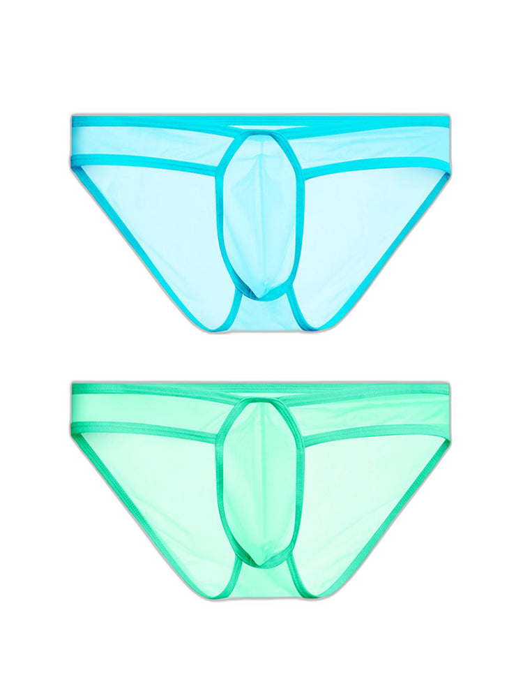 2 Pack Men's Ice Silk Breathable Sexy Low-Rise Anti-Odor Briefs