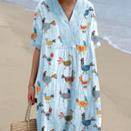 Women's Casual V-Neck 3D Digital Print Dress