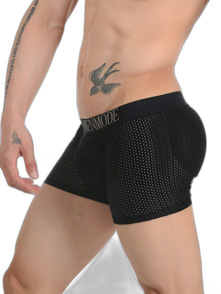 Sponge Cushion Mesh Buttock Boxer Briefs