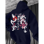 Japanese-style Pattern Hoodie, Light Gray Pullover