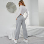 Simple Straight Casual Pants High Top Sports Fleece-lined Trousers