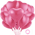 BBPOOL 12Pcs Pink Heart Balloons – 18in Foil Hearts for Valentines Day, Weddings, Birthdays