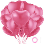 BBPOOL 12Pcs Pink Heart Balloons – 18in Foil Hearts for Valentines Day, Weddings, Birthdays