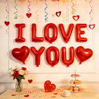 BBPOOL I Love You Balloons - 16-Inch Red Letter Balloons + 18-Inch Heart Balloons for Valentines Day
