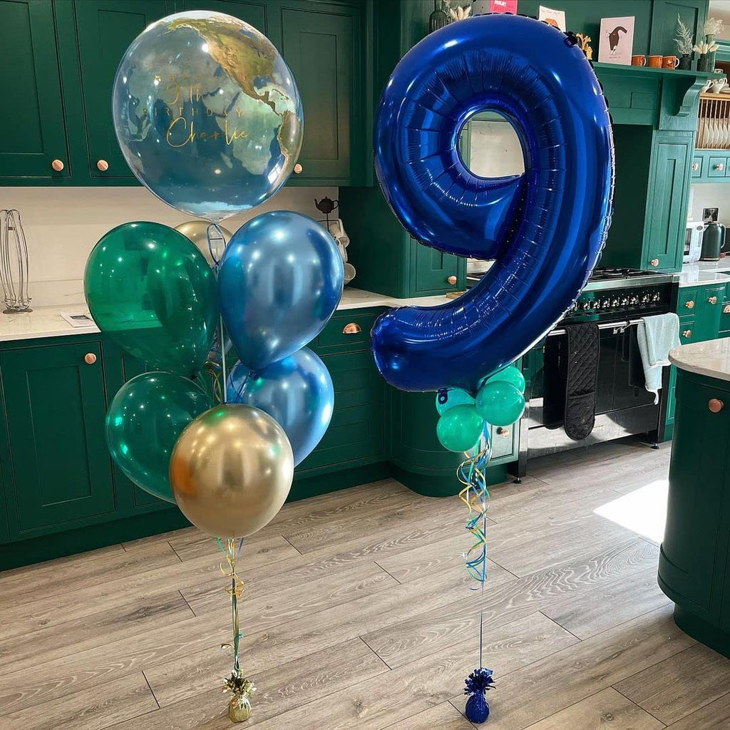 BBPOOL Navy Blue Number 9 Balloons – 40-Inch Dark Blue Foil 9 Birthday Balloon for Parties