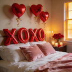 BBPOOL 6pcs XOXO Red Heart Balloons – 16in XOXO Letters & 18in Hearts Foil Banner for Valentines
