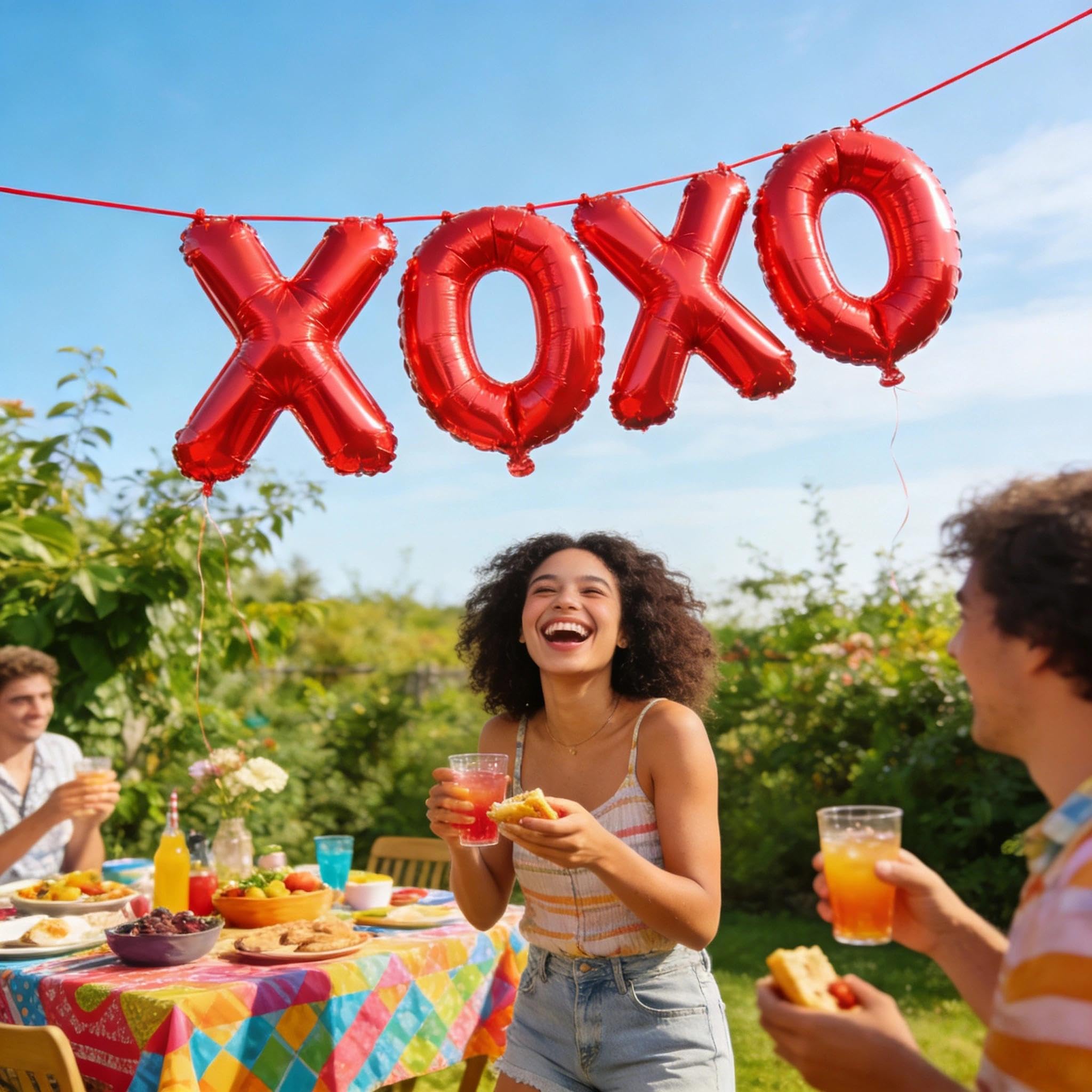 BBPOOL 6pcs XOXO Red Heart Balloons – 16in XOXO Letters & 18in Hearts Foil Banner for Valentines
