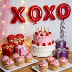 BBPOOL 6pcs XOXO Red Heart Balloons – 16in XOXO Letters & 18in Hearts Foil Banner for Valentines