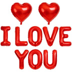 BBPOOL I Love You Balloons - 16-Inch Red Letter Balloons + 18-Inch Heart Balloons for Valentines Day