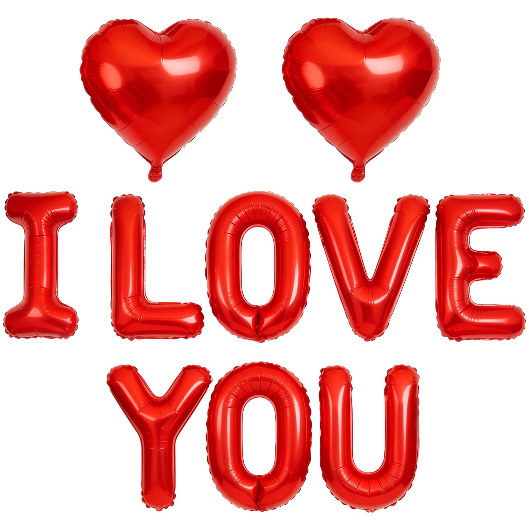 BBPOOL I Love You Balloons - 16-Inch Red Letter Balloons + 18-Inch Heart Balloons for Valentines Day