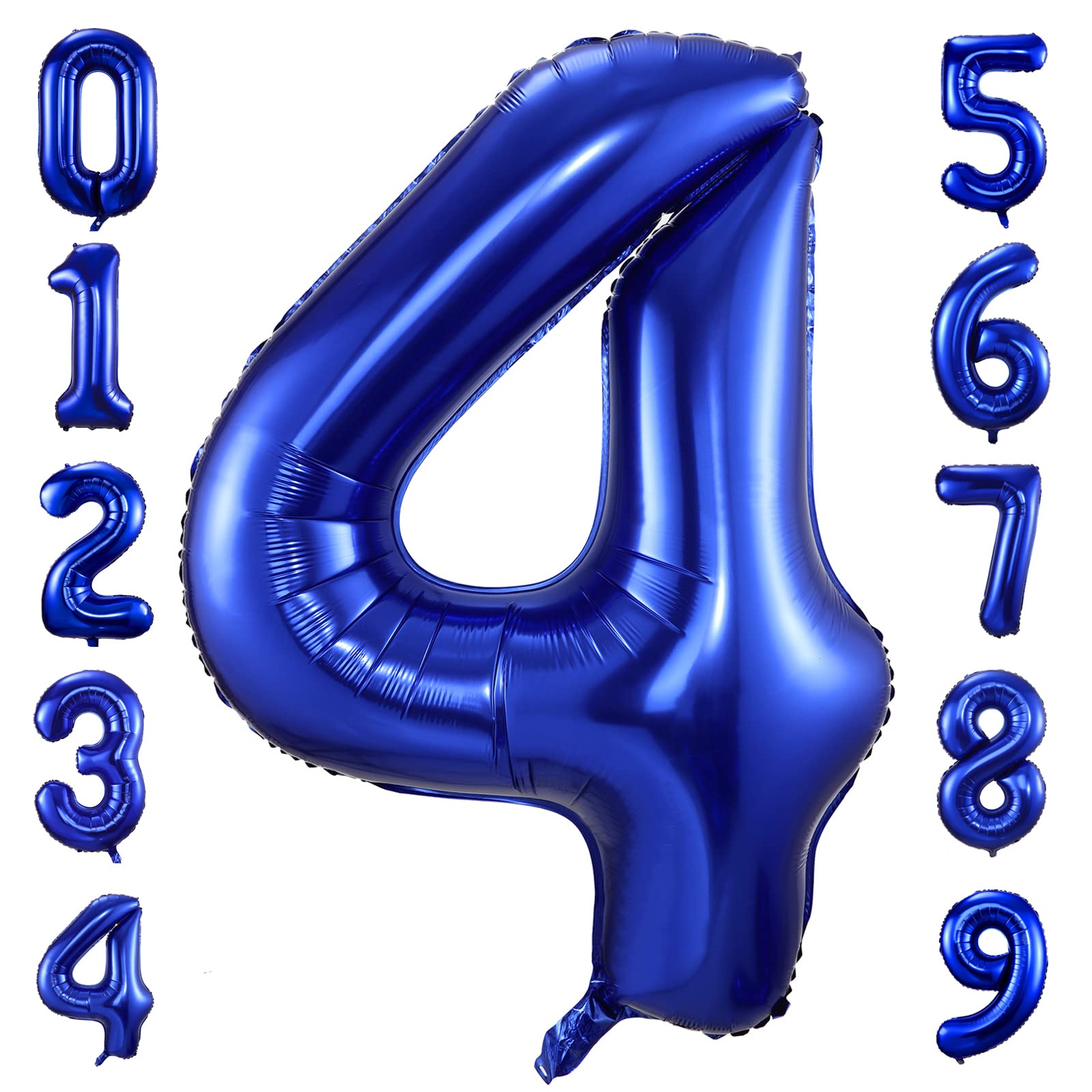 BBPOOL Navy Blue Number 4 Balloons – 40 Inch Foil Mylar Birthday & Event Decor
