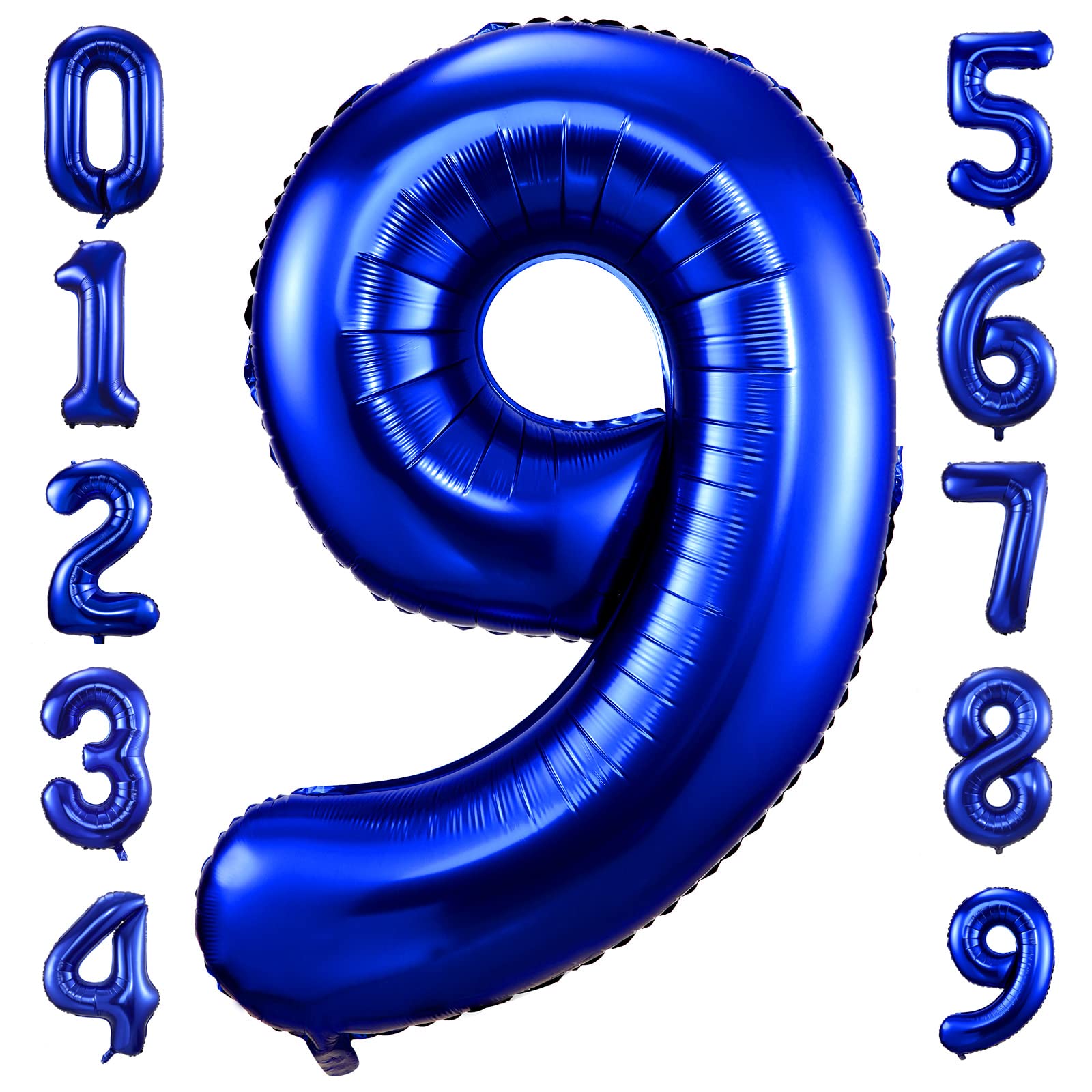 BBPOOL Navy Blue Number 9 Balloons – 40-Inch Dark Blue Foil 9 Birthday Balloon for Parties
