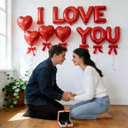 BBPOOL I Love You Balloons - 16-Inch Red Letter Balloons + 18-Inch Heart Balloons for Valentines Day