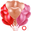 BBPOOL 12Pcs Red Pink Champagne Gold Heart Balloons - 18 Inch Foil Valentine & Wedding Decor