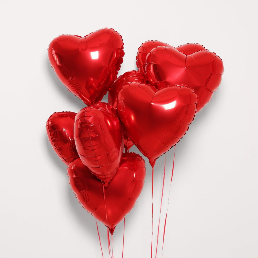 BBPOOL 12Pcs Red Pink Heart Balloons – 18-Inch Foil Hearts for Valentine’s Day, Weddings & Birthdays