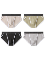 4 Pack Men's Solid Color Cotton Breathable Trendy Briefs