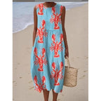 New Sleeveless Casual Printed Temperament Long Dress