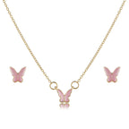 Butterfly Earrings & Necklace Jewellery Set