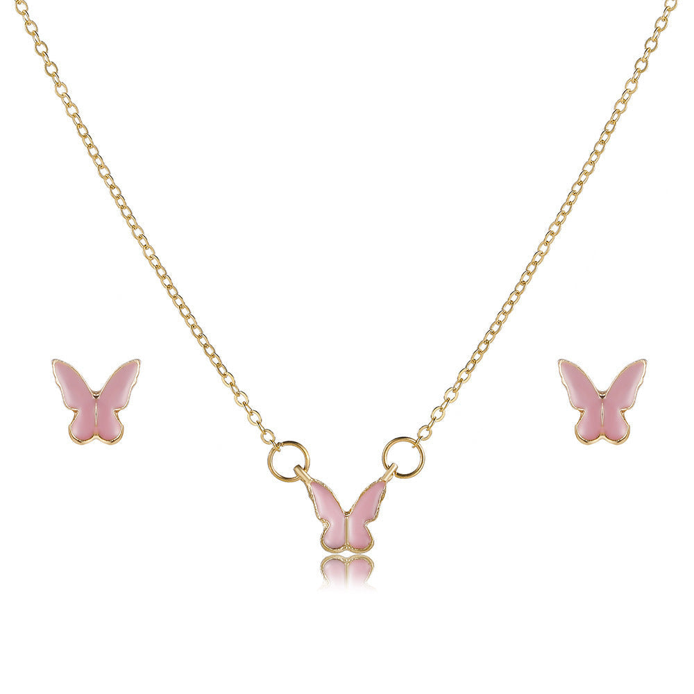 Butterfly Earrings & Necklace Jewellery Set