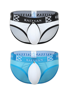 2 Pack Men's Sexy Mesh Front Opening Sponge Coaster Briefs