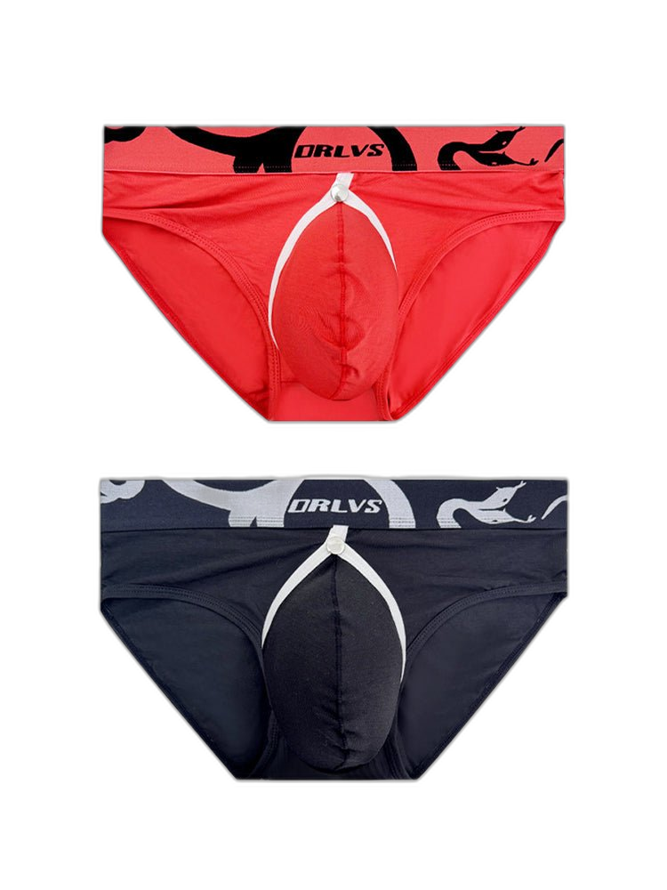 2 Pack Men's Detachable Pouch Open-Crotch Breathable Modal Soft Briefs