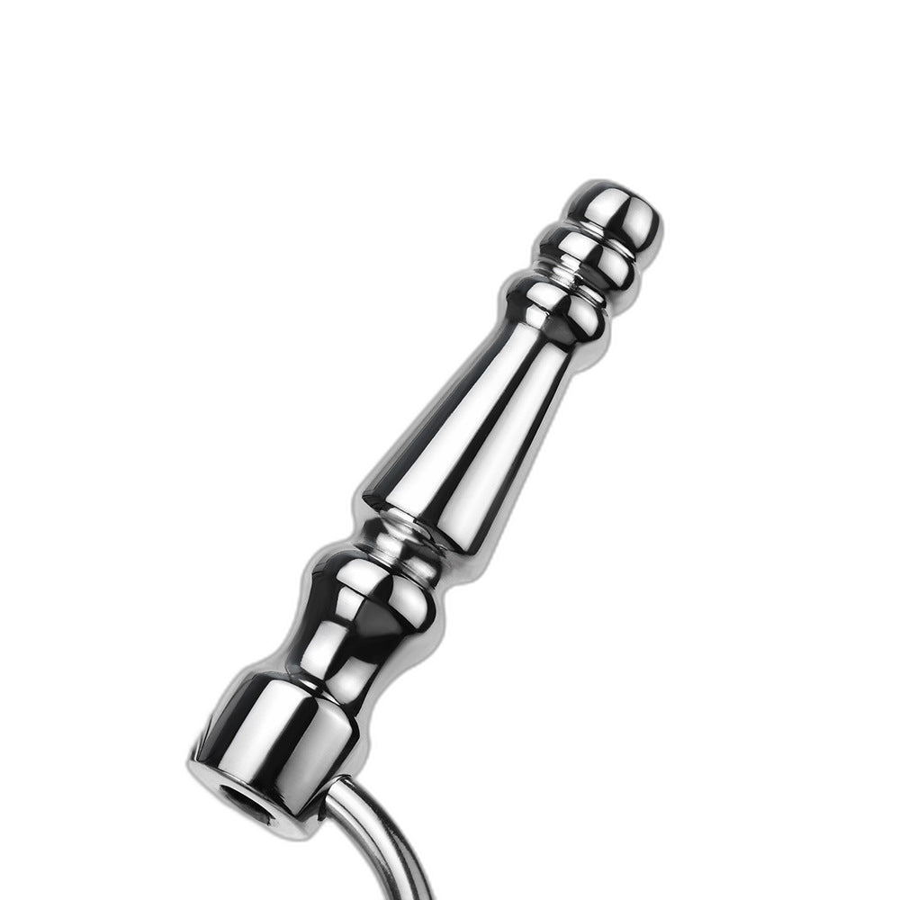 Stainless Steel Hollow Penis Plug with Twin Rings