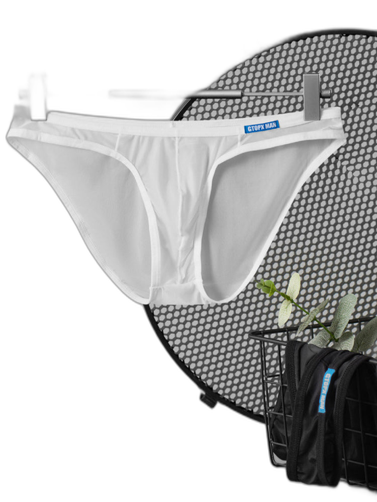 2 Pack Men's Thin Ice Silk Face Mask Fabric U-Convex Sexy Semi-Transparent Bikini