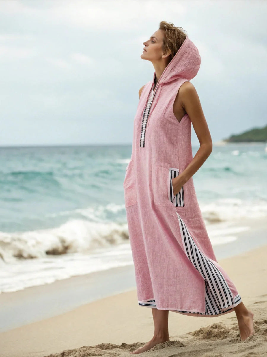 Women's Casual Sleeveless Split Dress With Two Pockets