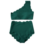 European And American-style Petal-patterned Sexy Off-shoulder High-waist Bikini