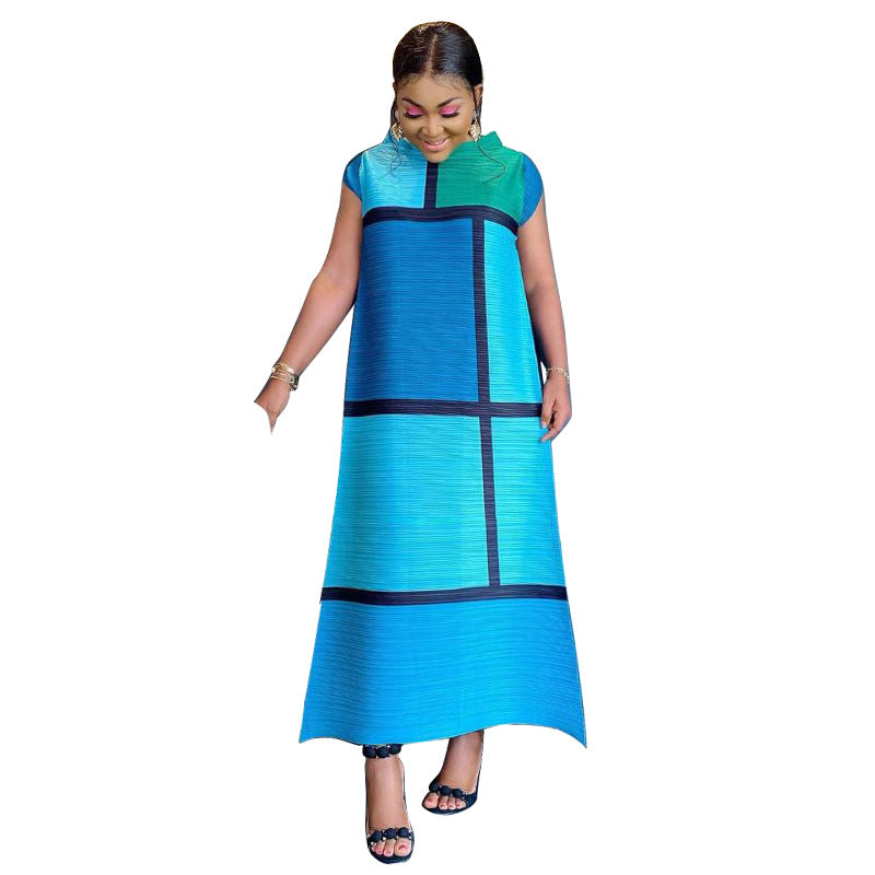 New Autumn Loose-fitting Plus-size Color-block Dress