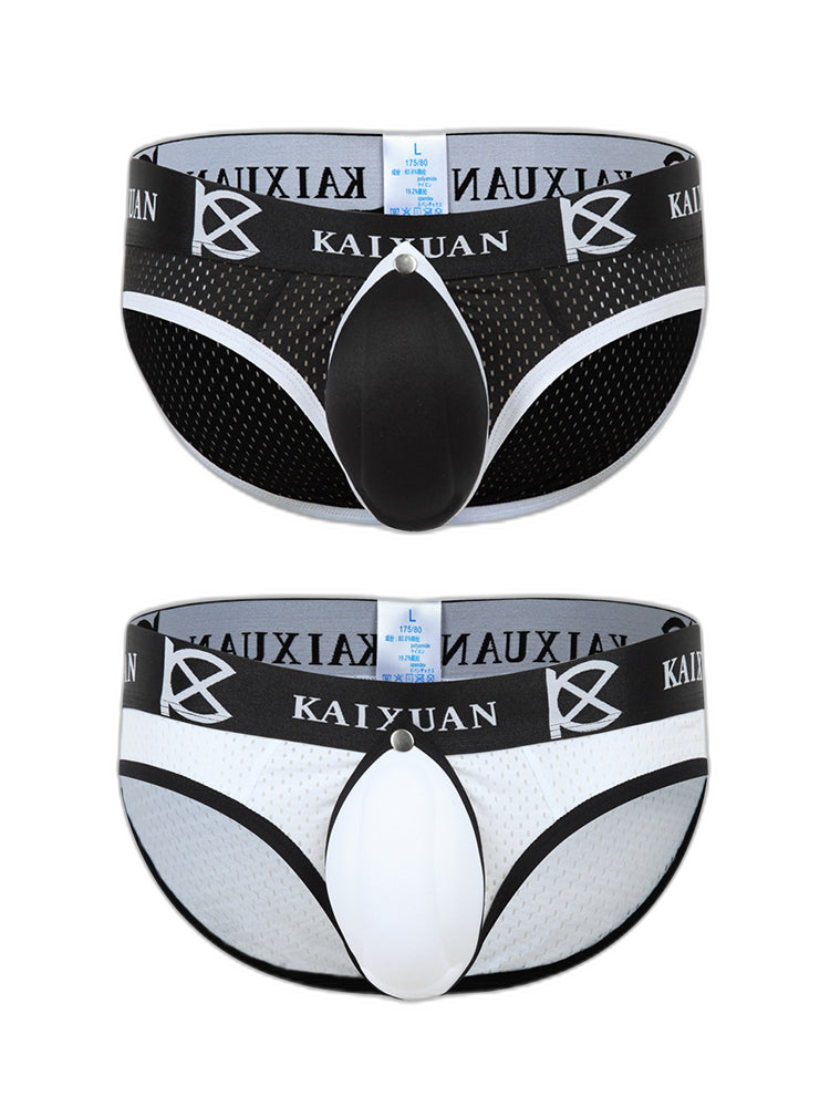2 Pack Men's Sexy Mesh Front Opening Sponge Coaster Briefs