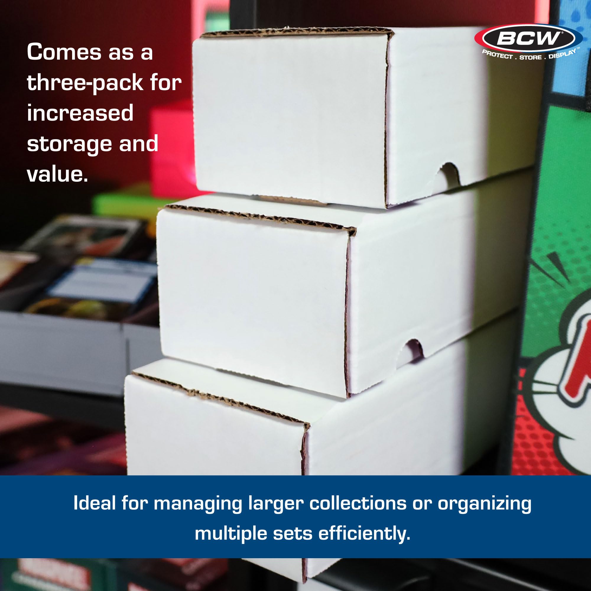 BCW 800ct Trading Card Storage Boxes - 3 Pack | Organizer for Sports Cards, MTG, Pokemon & Card Games