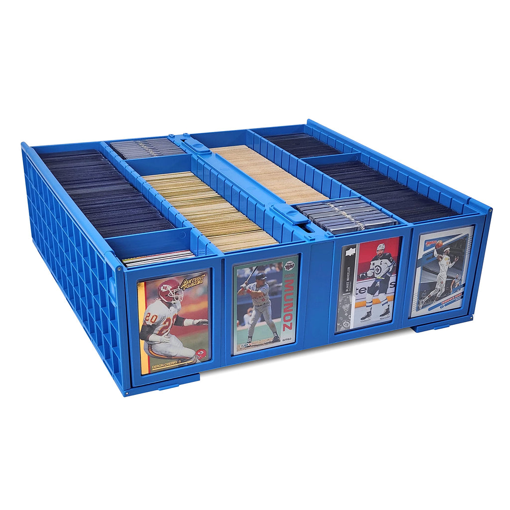 BCW Collectible Card Bin Blue | Holds 3200 Cards | 4 Dividers | MTG, Pokemon & Sports Cards Storage