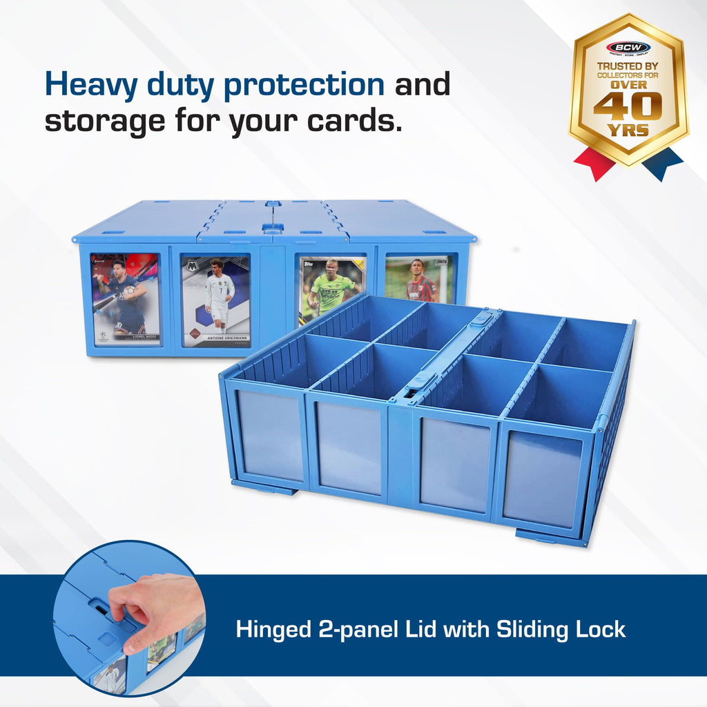 BCW Collectible Card Bin Blue | Holds 3200 Cards | 4 Dividers | MTG, Pokemon & Sports Cards Storage